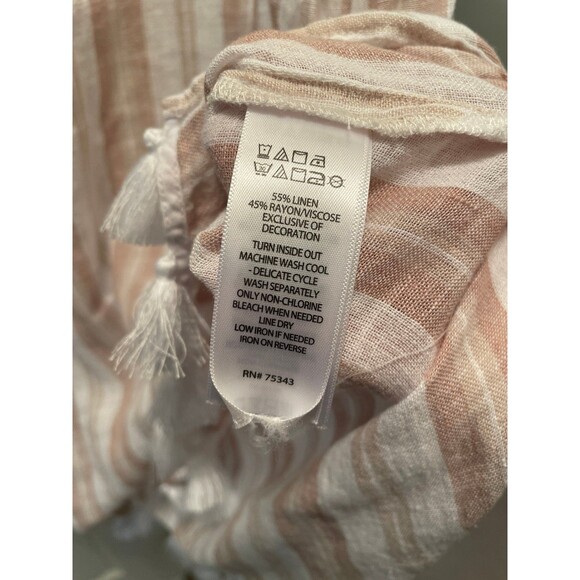 C&C California Bathing Suit Cover Linen Blend Pink White Beach Pool Womens Large - Picture 4 of 4